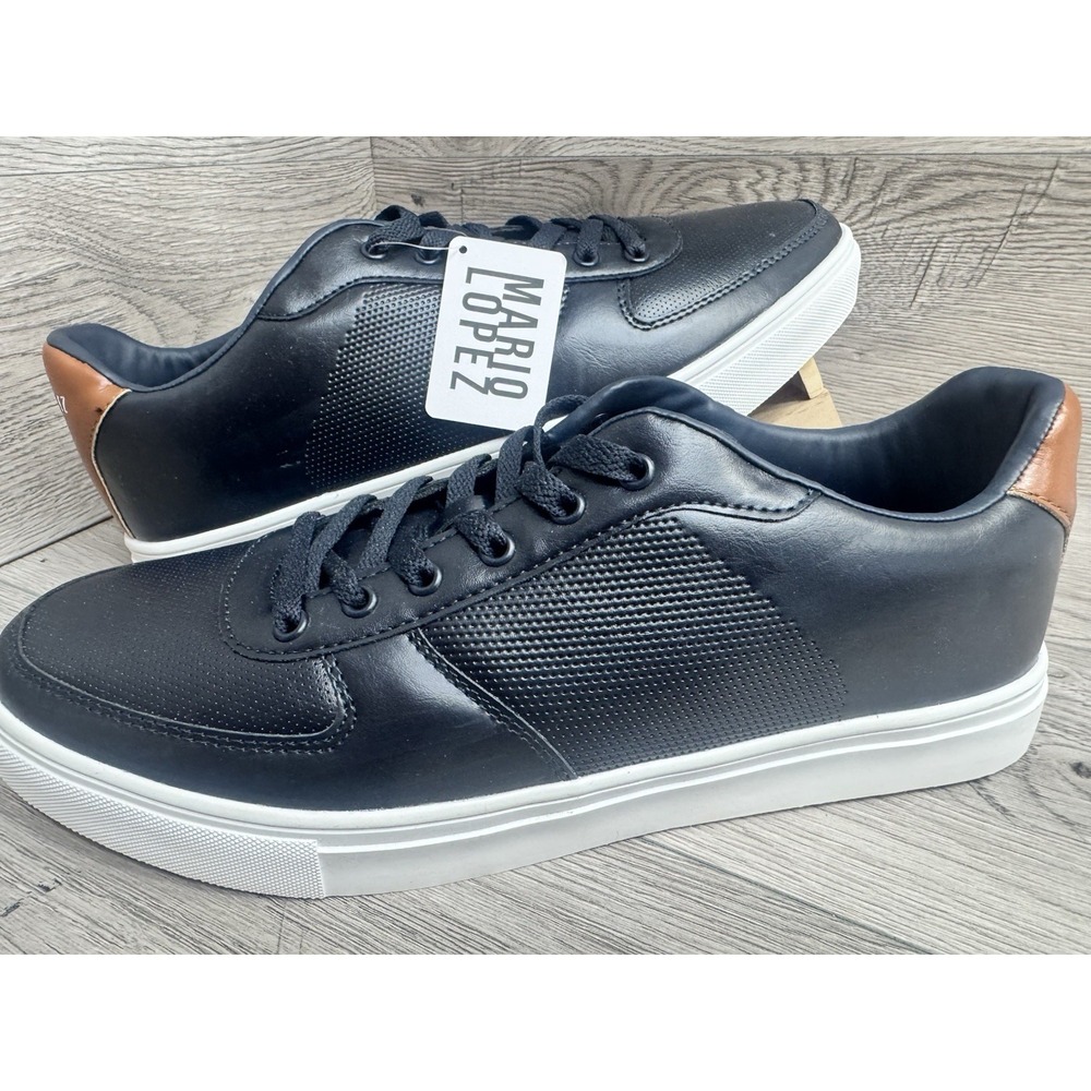 Mario Lopez Men's Leather Black Brown Casual Sneaker Skate Shoes Sz 12 M NWT